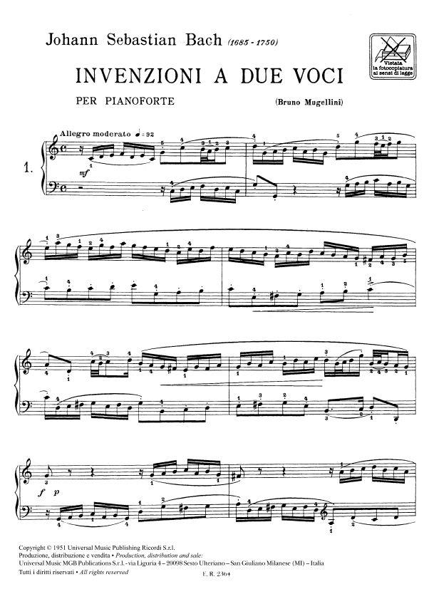 Invenzioni A 2 Voci - pro klavír